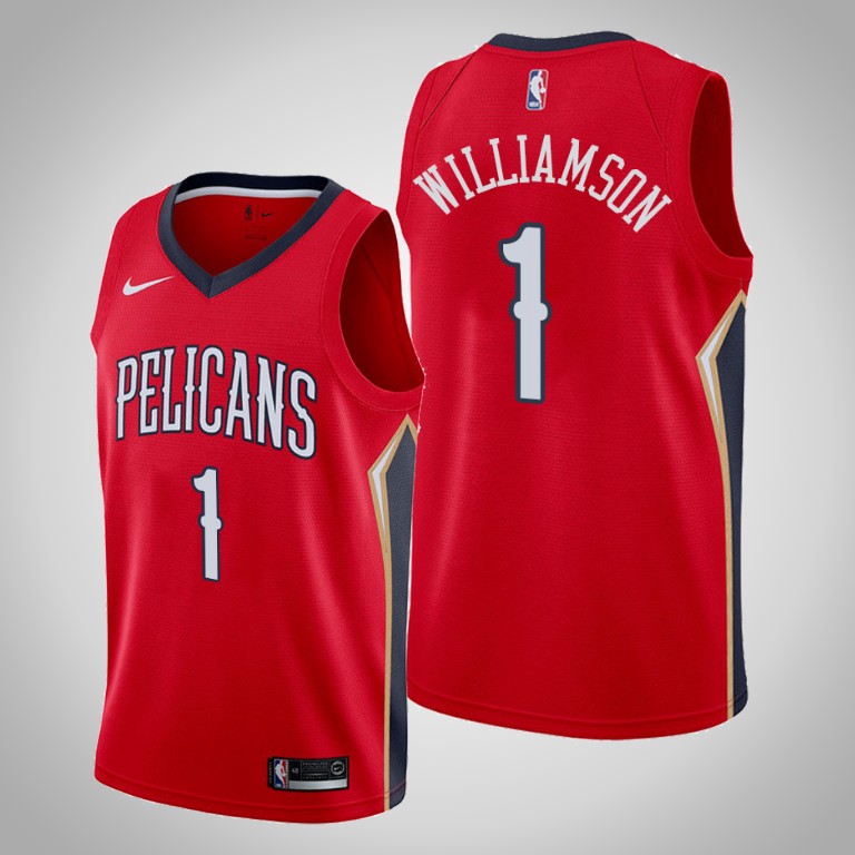 Men's New Orleans Pelicans #1 Zion Williamson Red NBA Stitched Jersey Men's New Orleans Pelicans #1 Zion Williamson Red NBA Stitched Jersey